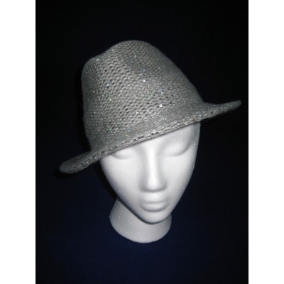 Twiggy Of London Silver Gray Sparkly Knit Fedora Hat Adjustable Band NWT 799927527812 eb-35776508